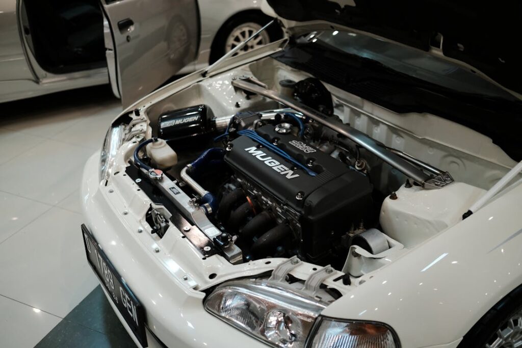 Free Engine Inside a White Honda Civic Stock Photo